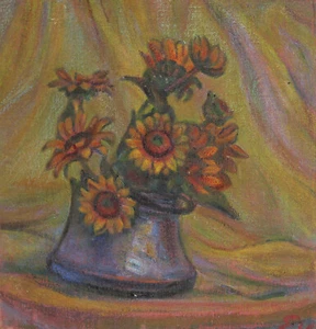 Pintura al óleo Elka Naydenova (1932 - 2016) bodegón con flores firmada - Imagen 1 de 12