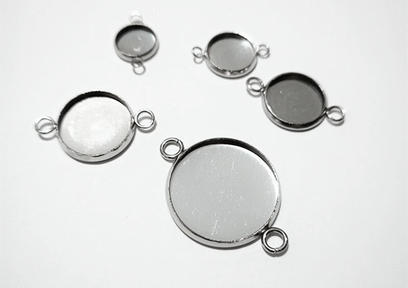 connettore castone base per cammeo cabochon tondo in acciaio inox 8-25mm bijoux