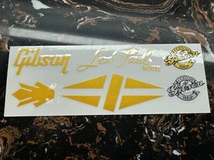 Gibson Guitar Bass Vinyl Silkscreen RAISED Headstock Self-Adhesive Sticker Gold - Picture 1 of 7