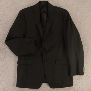 Hopsack Jacket M Black Narrow Pinstripe Polyester Calvin Klein Blazer 40R - Picture 1 of 15