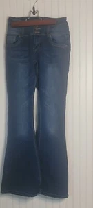 Bambus Damen Dark Rinse Knopfleiste Schlagjeans Größe 7 - Bild 1 von 8