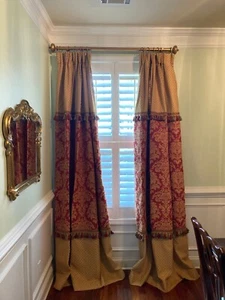 Custom drapery panels with thermal lining. Regal design! Four panels 96"X36" - Picture 1 of 4