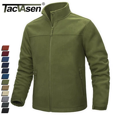 Men's Fleece Linned Jacket Full Zip Lightweight Outdoor Hiking Casual Work Coat - Image 1 of 4