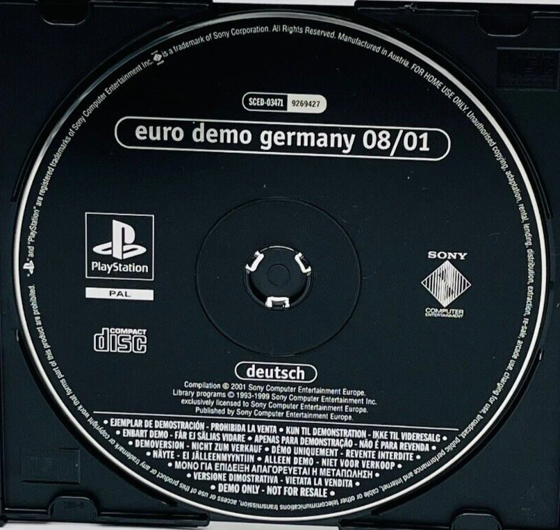 euro demo germany 08 01 PlayStation 1 PS1 NUR Disc OHNE Hülle - Bild 1 von 1
