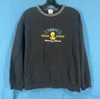 DE COLECCIÓN LOONEY TUNES Sudadera Bordada Piolín NEGRO Dobladillo con Bandas Talla M/L Foto 1 de 4