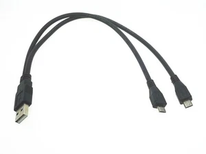 1X USB Male Universal Micro USB Dual Male Y Adapter Splitter Cable - Picture 1 of 4