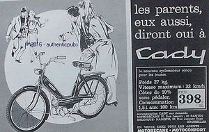 PUBLICITE CADY CYCLOMOTEUR MOTOBECANE MOTOCONFORT DE 1966 FRENCH AD PUB VINTAGE - Imagen 1 de 1