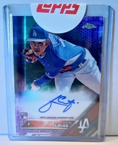 2015 Topps Chrome Julio Urias Card RA-JU Purple Refractor Rookie Auto 104/250 RC - Picture 1 of 6