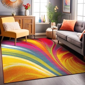 Rugshop Rugs Modern Contemporary Waves Multicolored Non-slip Rugs for Sale 3x5 - Picture 1 of 10
