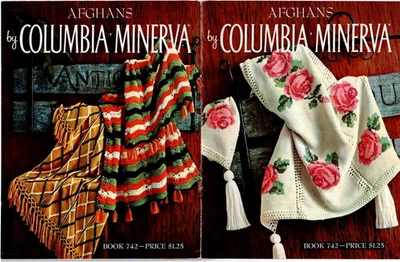 Afghans Columbia Minerva Afghan Pattern Book Crochet Knit 1975 Vintage - Image 1 of 4