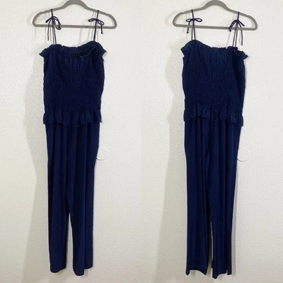 Mono Tory Burch Talla Pequeña Costa 100% Seda Calado Azul Marino Sin Mangas Foto 1 de 4