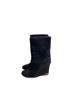 LOUIS VUITTON Short Boot Ankle BOOTS 34.5 BLK Suede Used - Picture 1 of 6