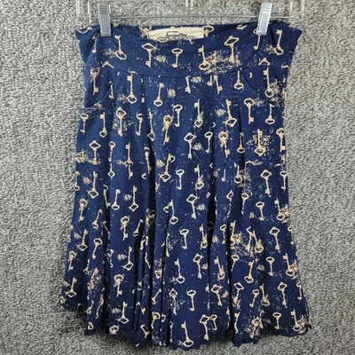 Falda Corazón Effie's Azul Estampado Llave Plisada Bolsillos Laterales Algodón - Mujer Mediana Foto 1 de 4