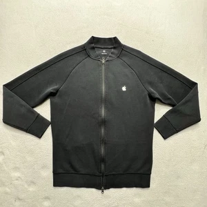 MED Apple Store Logo Employee Track Jacket Medium Black Full Zip Sweatshirt - Picture 1 of 11
