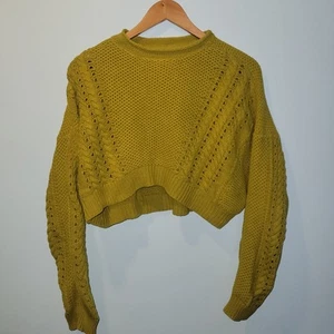 BDG Urban Outfitters Mustard Yellow Slouchy Cropped Chunky Knit Sweater S - Picture 1 of 4