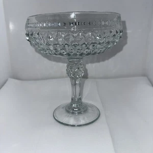 Composta piedistallo punta diamante vetro Indiana vintage trasparente piatto caramelle - Foto 1 di 5