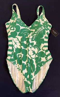 NWT Women's XL Kate Spade Green Floral One Peice Swimsuit $148 (X2) - Image 1 of 4