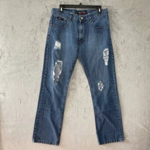 Ariat Mens Distressed Straight-Leg Jeans Sz 32 Blue Western FR Work Rugged - Picture 1 of 9