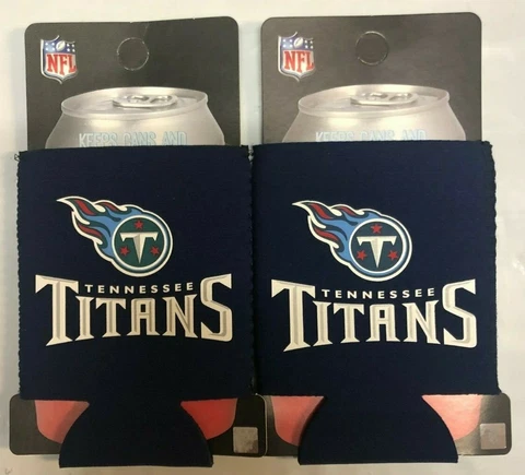 Tennessee Titans Name & Logo NFL Navy Collapsible Can Cooler SET OF 2 Cover