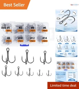 Fishing Hooks Treble Kit High Carbon Steel 110 Count Sharp Durable for Freshw... - Picture 1 of 9