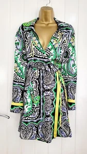 ZARA size 10 12 M satin long sleeve short paisley summer holiday evening dress - Picture 1 of 5