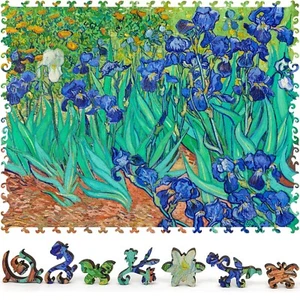 Wooden Jigsaw Puzzle for Adults by FoxSmartBox - 290 Pieces - Irises - Picture 1 of 8