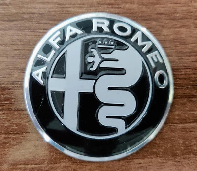 BLACK/WHITE Alfa Romeo GIULIA/STELVIO steering wheel emblem badge logo 56mm - Image 1 of 4