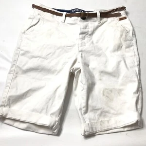 Superdry Premium Chino City Shorts White Womens Size 4 US Solid Bottom New - Picture 1 of 6