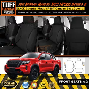 TUFF HD TRADE Canvas FRONT Seat Covers Navara D23 NP300 S5 ST ST-X 2021-2025 BLK - Picture 1 of 6