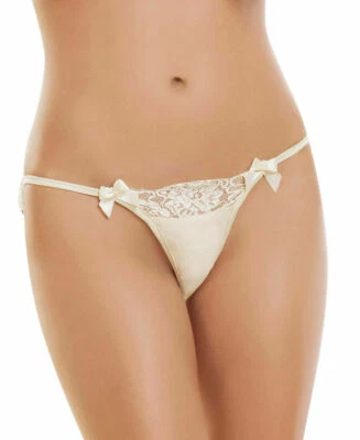 ТРУСИКИ КОКЕТКА ЦВЕТА СЛОНОВОЙ КОСТИ С РЕСНИЦАМИ СЗАДИ И БАНТОМ ДЕТАЛЬ СПЕРЕДИ XL - Изображение 1 из 2