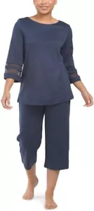 Conjunto de pijama recortado HANRO Delia para mujer suave como la seda arándano X-pequeño nuevo con etiquetas - Imagen 1 de 2