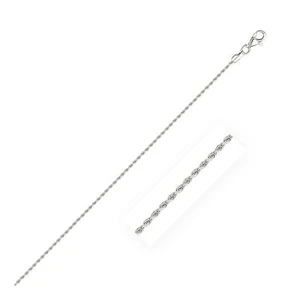 Cadena de cuerda de corte diamante de oro blanco de 10 K de 1,5 mm de ancho 16""-20"" pulgadas de largo - Imagen 1 de 4