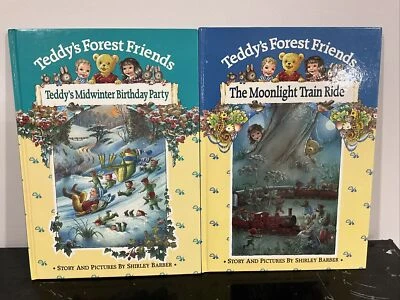 2 X Shirley Barber Teddy Forest Friends Books Moonlight Train Ride, Midwinter - Image 1 of 4