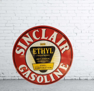 Sinclair Gasoline Porcelain Enamel Heavy Metal Sign 30 Inches Double Side - Image 1 of 2
