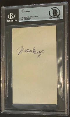 WILLIE MAYS Signed Autographed Cut "1950's Era Sig" BECKETT BAS Rare Vintage - Image 1 of 3