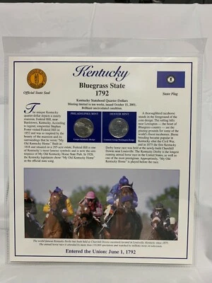 2001 Kentucky BU P&D Postal Commemorative Society Statehood Quarters & Stamps - Image 1 of 2
