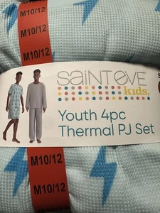 Saint Eve Boy's 4 Piece Thermal Pajamas Size M 10/12 - Picture 1 of 4