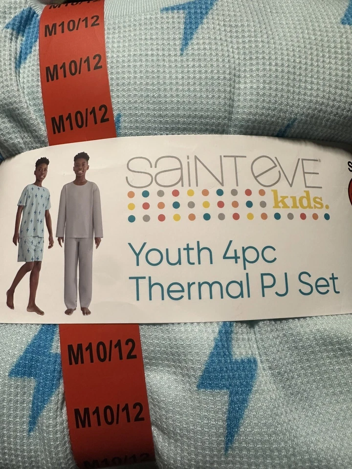 Saint Eve Boy's 4 Piece Thermal Pajamas Size S 7/8