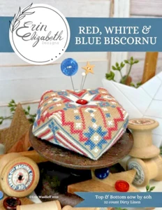 Rot, weiß & blau Biscornu Kreuzstichmuster - Bild 1 von 2