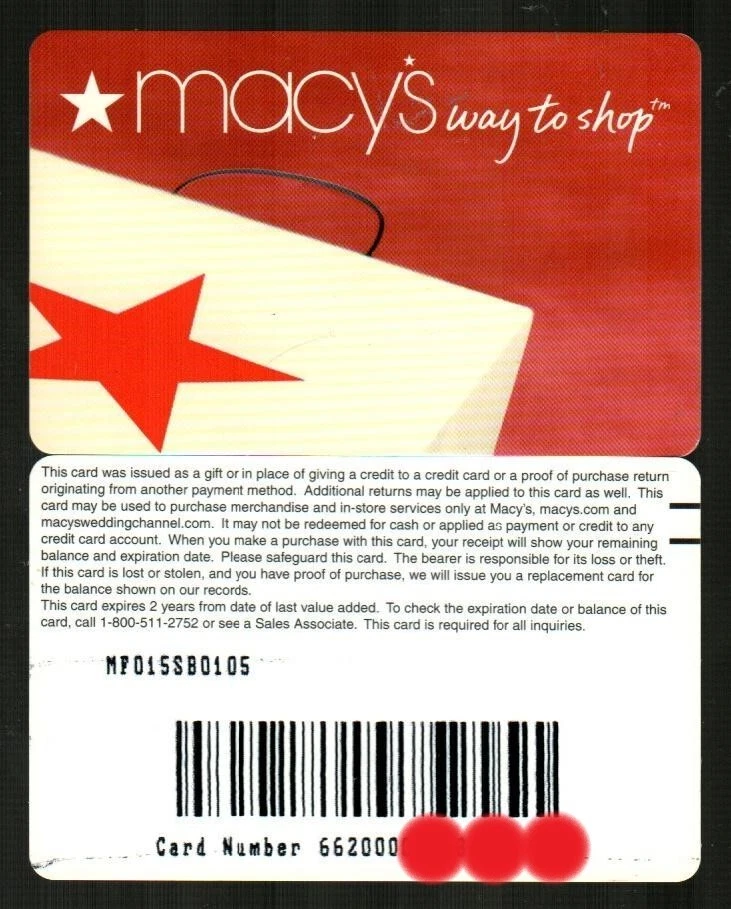 MACY'S Red Star Shopping Bag ( 2005 ) Gift Card ( $0 ) V1 - Image 1 of 1