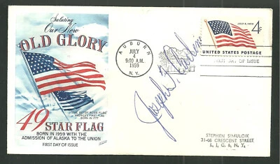 1959 Alaska Statehood First Day Cover FDC Signed by Joseph Carlino NY Assembly - Image 1 of 2