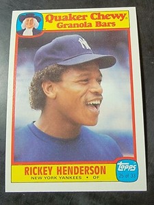 1986 Topps Quaker Chewy Granola Bars #25 Rickey Henderson *BUY 2 GET 1 FREE*