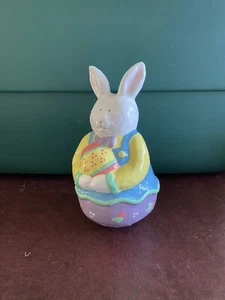 De Colección Conejito de Pascua Roly Poli Figura Papel Maché Wobbles 5" Cottagecore Spring - Imagen 1 de 2