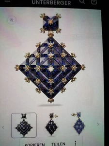 Swarovski Ohrring Pyramide Blau Gold - Bild 1 von 12