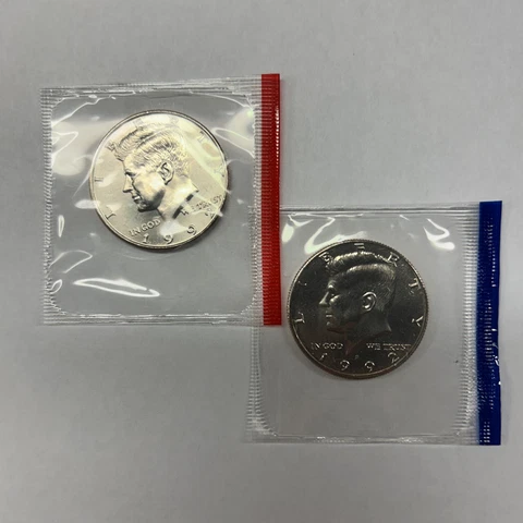 1992 P&D Kennedy Half Dollars from Mint Set in Mint Cello with Free Shipping Cover