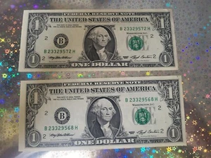1993 $1 x2 DOLLAR BILLS ( New York ) UNCIRCULATED United States - Picture 1 of 2