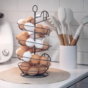 Spiral Egg Holder Iron Save Space Egg Storage Rack Stable Base Large Capacity - Picture 1 of 14