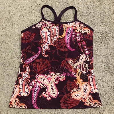 Camiseta de natación Tankini talla M púrpura estampado cachemir correas de corredor ATHLETA 222002 Z22 Foto 1 de 3