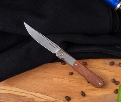 Faca dobrável Barlow aço real 3,25" S35VN lâmina de aço cabo titânio/Micarta - Imagem 1 de 4