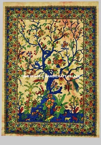 Indian Mandala tapestry hippie Hippy Cotton wall hanging Bohemian dorm decor 3D - Picture 1 of 31